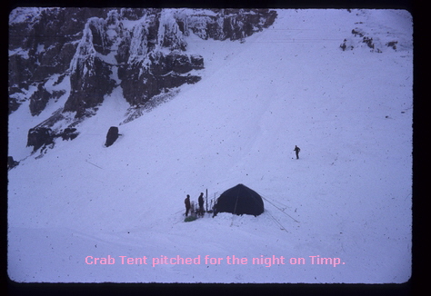 Crab Tent pitched for the night on Timp.